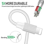 iPhone Charger,MFi Certified Lightning Cables 5Pack 2X3FT 2X6 10FT to USB Syncing Data and Nylon Braided Cord Charger for iPhone Xs/Max/XR/X/8/8Plus/7/7Plus/6S/6S Plus/SE/iPad and More - Silver