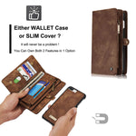 Leather Wallet Magnetic Phone Case Detachable Case with Card Holder Flip Cover for IPhone XS, Brown