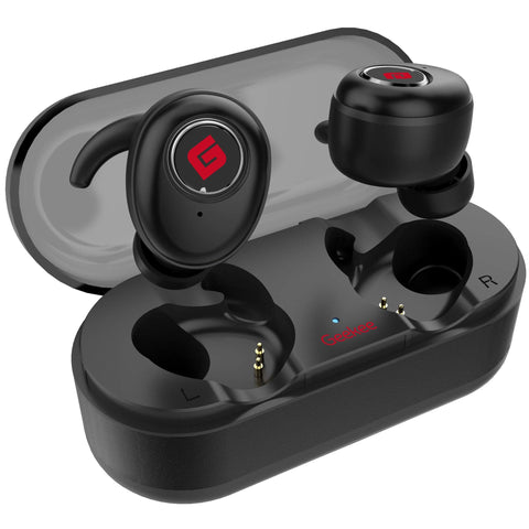 True Wireless Earbuds Bluetooth 5.0 Headphones, Sports in-Ear TWS Stereo Mini Headset w/Mic Extra Bass IPX5 Sweatproof Low Latency Instant Pairing 15H Battery Charging Case Noise Cancelling Earphones