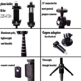Portable 40 Inch Universal Selfie Stick, Selfie Stick Tripod with Wireless Remote, Extendable Mini Aluminum Alloy Handheld Monopod Phone Tripod Compatible with iPhone Samsung DSLR GoPro