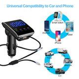 LUTU Bluetooth FM Transmitter for Car, Wireless Radio Adapter Car Kit with Fast Charging Cable 3.1A, Support TF Card Slot USB Flash Drive and Handsfree Calling (Silver)