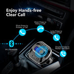 VicTsing (Upgraded Version) V4.1 Bluetooth FM Transmitter for Car, Wireless In-Car Bluetooth Adapter, Bluetooth Radio Transmitter Support Aux Input Output, TF Card and U-Disk, Hands-Free calls