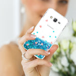 Galaxy Grand Prime Glitter Case, J2 Prime Phone Cases with HD Screen Protector for Girl Woman, Atump Liquid Clear TPU Bumper Back Protective Phone Cases for Samsung Galaxy J2 Prime G530 Blue