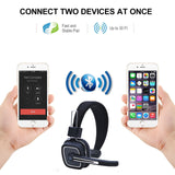 Truck Driver Bluetooth Headset/Office Headset, Wireless Over The Head Headset with Extra Boom Noise Reduction Mic for Phones,Call Center, Skype, VoIP