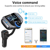 (Upgraded Version) Sumind Car Bluetooth FM Transmitter, Wireless Radio Adapter Hands-Free Kit with 1.7 Inch Display, QC3.0 and Smart 2.4A USB Ports, AUX Output, TF Card Mp3 Player(Silver Grey)