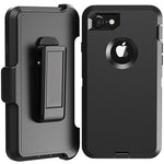 LongRise iPhone 8 Plus Case, Shockproof Robost 4 Layer Rugged Case Compatiable with iPhone 7 Plus & iPhone 8 Plus with Belt Clip Holster Stand(Black)