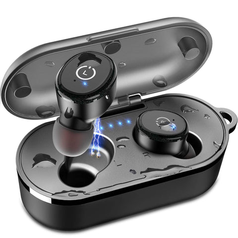 TOZO T10 TWS Bluetooth 5.0 Earbuds【True Wireless Stereo】 with Wireless Charging Case Headphones IPX8 Waterproof in-Ear Built-in Mic Headset Premium Sound with Deep Bass for Sport