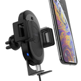 X-Doria Defense Helix Car Mount with RoboGrip, Wireless Car Charger, Air Vent Mounted, 10W Fast Charging for Apple iPhone, Galaxy, Google - Robotic arm with Sensor, one Hand Operation