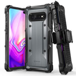 Vena Galaxy S10 Plus Holster Case, [vArmor] Rugged Military Grade Heavy Duty Case with Belt Clip Swivel Holster and Kickstand, Compatible with Galaxy S10 Plus - Space Gray/Black