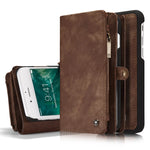 Leather Wallet Magnetic Phone Case Detachable Case with Card Holder Flip Cover for IPhone XS, Brown