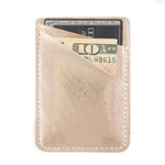 Obbii Metallic Gold PU Leather Card Holder for Back of Phone with 3M Adhesive Stick-on Credit Card Wallet Pockets for iPhone and Android Smartphones (Metallic Gold)