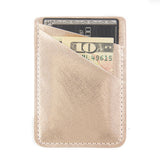 Obbii Metallic Gold PU Leather Card Holder for Back of Phone with 3M Adhesive Stick-on Credit Card Wallet Pockets for iPhone and Android Smartphones (Metallic Gold)