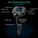 LASAR Bluetooth FM Transmitter,Wireless Radio Adapter Hands-Free Calling Car Kit QC3.0 and Smart Dual USB Port W 1.7” Display, Support USB Drive,AUX Input/Output, TF Card MP3 Player
