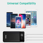 Power Bank 24000mAh Portable Charger External Battery Charger with Smart LED Digital Power Display, 3 USB Ports,Backup Battery Fast Charging Android Devices Samsung Galaxy Smartphones and More