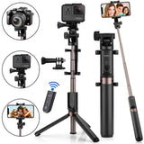 Selfie Stick Bluetooth, KUSKY 4-in-1 Extendable Selfie Stick Tripod with Wireless Remote Shutter for iPhone X/8/8P/7/7P/6s/6P, Galaxy S9/S9 Plus/S8/S7/ S6/S5/Note 8, Google, Huawei and More (Black)