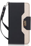 ProCase Galaxy J7 2018 Wallet Case, Galaxy J7 Aero/J7 Star/J7 Top/J7 Crown/J7 Aura/J7 Refine/J7 Eon Folding Flip Kickstand Case Protective Book Cover with Card Holders Mirror Wristlet -Black
