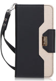 ProCase Galaxy J7 2018 Wallet Case, Galaxy J7 Aero/J7 Star/J7 Top/J7 Crown/J7 Aura/J7 Refine/J7 Eon Folding Flip Kickstand Case Protective Book Cover with Card Holders Mirror Wristlet -Black