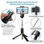 BlitzWolf Selfie Stick Tripod with Bluetooth Remote for Gopro iPhone x 8 Plus 7 6 6s Plus Android Samsung s9 s8 s7 Plus Edge 4 in 1 Mini Pocket Extendable Monopod Aluminum Alloy 360 Degree Rotation
