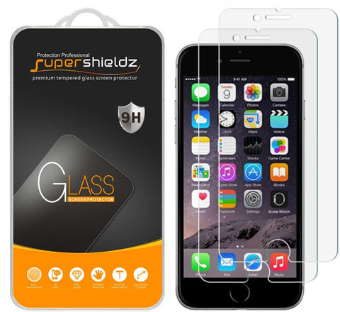 [2-Pack] Supershieldz for iPhone 6 / 6S Tempered Glass Screen Protector, Anti-Scratch, Bubble Free, Lifetime Replacement