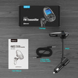Nulaxy KM22 Bluetooth FM Transmitter Wireless Audio Adapter Handsfree Car Kit TF Card AUX USB 1.44 Display On/Off Button EQ Folder Play Mode, Black