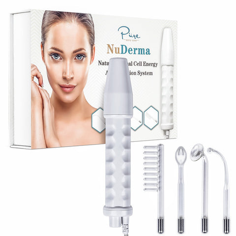 NuDerma Skin Therapy Wand - Portable Handheld High Frequency Skin Therapy Machine w/Neon - Acne Treatment - Skin Tightening - Wrinkle Reducing - Dark Circles - Puffy Eyes - Hair Follicle Stimulator