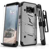 Zizo Bolt Series Compatible with Samsung Galaxy S8 Case Military Grade Drop Tested with Tempered Glass Screen Protector, Holster Gray Black