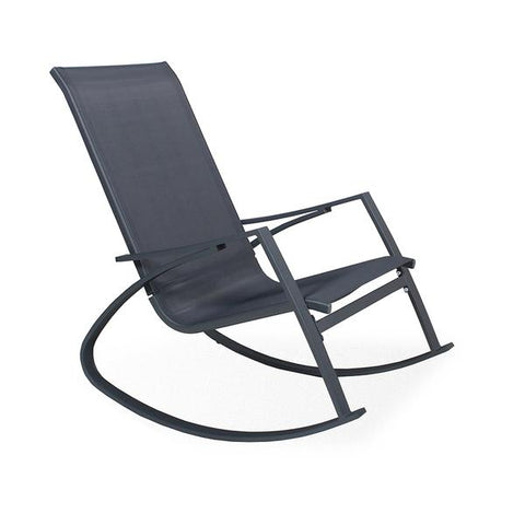 Silla mecedora gris de metal
