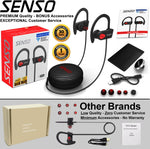 SENSO Bluetooth Headphones, Best Wireless Sports Earphones w/Mic IPX7 Waterproof HD Stereo Sweatproof Earbuds for Gym Running Workout 8 Hour Battery Noise Cancelling Headsets