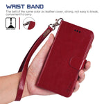 Arae Wallet Case for iPhone xr 2018 PU Leather flip case Cover [Stand Feature] with Wrist Strap and [4-Slots] ID&Credit Cards Pocket for iPhone Xr 6.1" (Wine red)