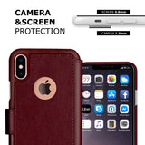 LUPA iPhone Xs Wallet case, iPhone X Wallet Case, Durable and Slim, Lightweight with Classic Design & Ultra-Strong Magnetic Closure, Faux Leather, Burgundy, for Apple iPhone Xs/X