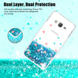 Galaxy Grand Prime Glitter Case, J2 Prime Phone Cases with HD Screen Protector for Girl Woman, Atump Liquid Clear TPU Bumper Back Protective Phone Cases for Samsung Galaxy J2 Prime G530 Blue