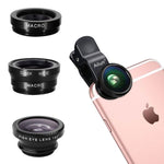 iPhone Lens,by Ailun,3 in 1 Clip On 180 Degree Fish Eye Lens+0.65X Wide Angle+10X Macro Lens,Universal HD Camera Lens Kit for iPhone 7/6s/6s Plus/6/SE/5/5s,Samsung,BlackBerry,Mobile Phone [Black]
