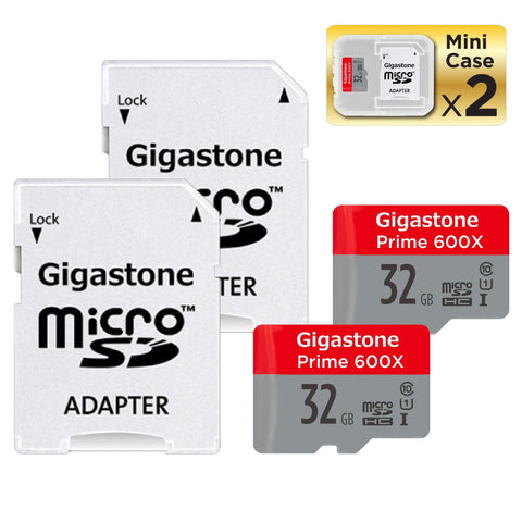 Gigastone Micro SD Card 32GB 2-Pack MicroSD HC U1 C10 with Mini Case and SD Adapter High Speed Memory Card Class 10 UHS-I Full HD Video Nintendo Dashcam Gopro Camera Samsung Canon Nikon DJI Drone