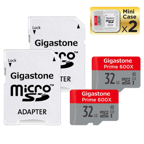 Gigastone Micro SD Card 32GB 2-Pack MicroSD HC U1 C10 with Mini Case and SD Adapter High Speed Memory Card Class 10 UHS-I Full HD Video Nintendo Dashcam Gopro Camera Samsung Canon Nikon DJI Drone