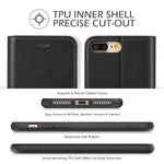 iPhone 8 Plus Wallet Case, iPhone 7 Plus Case, TUCCH Premium PU Leather Flip Folio Case with Card Slot, Stand Holder, Magnetic Closure [TPU Shockproof Interior Case] Compatible iPhone 7/8 Plus, Black