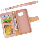 Arae Case Compatible for Samsung Galaxy s7, [Wrist Strap] Flip Folio [Kickstand Feature] PU Leather Wallet case with ID&Credit Card Pockets (Rosegold)