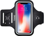 TRIBE Phone Armband, Cell Phone Holder for Running with Key Holder, Fits iPhone Xs MAX/XR/8+/7+/6+ Galaxy S9+/S8+/Note and Similar Sized Large Phones, Black
