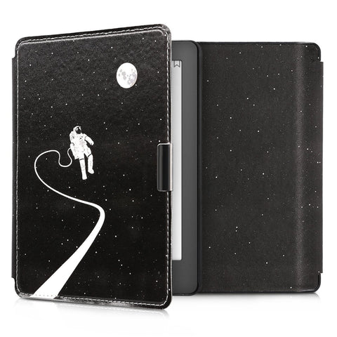 kwmobile Case for Kobo Aura Edition 2 - Book Style PU Leather Protective e-Reader Cover Folio Case - White/Black