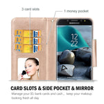 ProCase Galaxy J7 2018 Wallet Case, Galaxy J7 Aero/J7 Star/J7 Top/J7 Crown/J7 Aura/J7 Refine/J7 Eon Folding Flip Kickstand Case Protective Book Cover with Card Holders Mirror Wristlet -Black