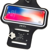 TRIBE Phone Armband, Cell Phone Holder for Running with Key Holder, Fits iPhone Xs MAX/XR/8+/7+/6+ Galaxy S9+/S8+/Note and Similar Sized Large Phones, Black