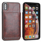 iPhone Xs Wallet Case iPhone X Wallet Case Credit Card Holder, KIHUWEY Premium Leather Kickstand Durable Shockproof Protective Cover iPhone X/Xs 5.8 Inch(Brown)