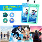 MoKo Waterproof Phone Pouch [2 Pack], Underwater Phone Case Dry Bag with Lanyard Compatible with iPhone X/Xs/Xr/Xs Max, 8/7/6s Plus, Samsung Galaxy S9/S8 Plus, S7 Edge, Note 9/8 - Blue + Green