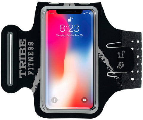 TRIBE Premium Running Armband & Phone Holder for iPhone X, Xs, Xs Max, Xr, 8, 7, 6, Plus Sizes, Galaxy S9, S8, S7, S9/S8 Plus, Note with Adjustable Elastic Band & Key/Card Slot - 100% Lycra