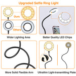 Selfie Ring Light, Upgraded Ring Light with Wireless Remote and Cell Phone Holder Stand for Live Stream/Makeup, LED Camera Light 3 Light Modes 10-Level Brightness 360° Rotating for iPhone and Android