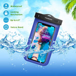 MoKo Waterproof Phone Pouch, Underwater Waterproof Cellphone Case Dry Bag with Lanyard Armband Compatible with iPhone X/Xs/Xr/Xs Max, 8/7/6s Plus, Samsung Galaxy S10/S9/S8 Plus, S10 e, S7 Edge, Blue