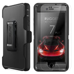 MBLAI iPhone 7 Plus Case, Glass Screen Protection Heavy Duty Defense Case 4 Layers Rugged Rubber Shockproof Drop Proof with Belt-Clip Case Cover for Apple iPhone 7 Plus New Version Protective Case