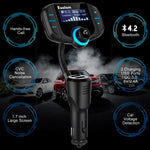 Car Bluetooth FM Transmitter, ESOLOM Wireless in-Car USB FM Radio Transmitter, MP3 Player Hands-Free Calling Car Kits with Dual USB Port Car Charger 5V/2.4A&1A, Support Voltage Detection (styleB)