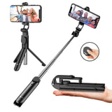 Selfie Stick with Tripod Stand and Remote Control, Extendable 7.3-27 inch Selfie Stick for iPhone X/iPhone 8/8Plus/iPhone 7/7Plus/Galaxy Note8/S8/Plus/S9/plus,Huawei,More,360° Clamp/225° Neck Rotation