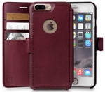 iPhone 8 Plus Wallet Case, Durable and Slim, Lightweight with Classic Design & Ultra-Strong Magnetic Closure, Faux Leather, Burgundy, Apple 8 Plus