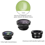 iPhone Lens,by Ailun,3 in 1 Clip On 180 Degree Fish Eye Lens+0.65X Wide Angle+10X Macro Lens,Universal HD Camera Lens Kit for iPhone 7/6s/6s Plus/6/SE/5/5s,Samsung,BlackBerry,Mobile Phone [Black]